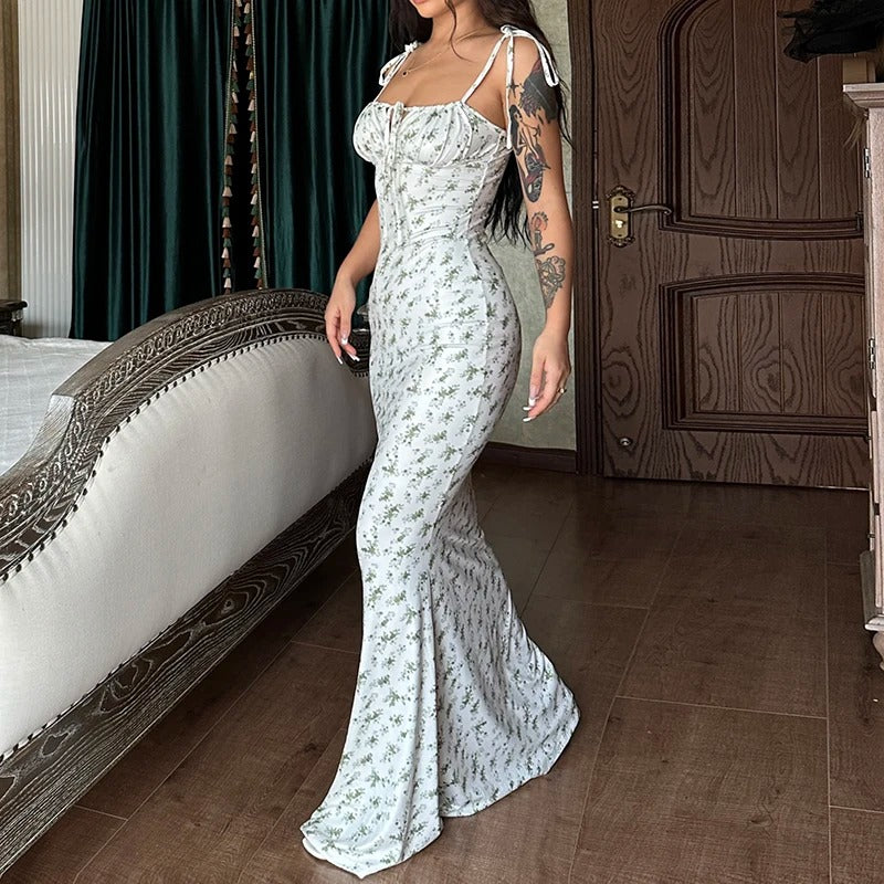 Floral Maxi Dress – Sleeveless Bodycon Summer Party Outfit