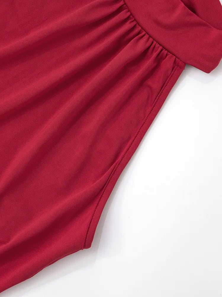 Halter Neck Evening Gown – Sleeveless Ruched Maxi Dress with High Slit