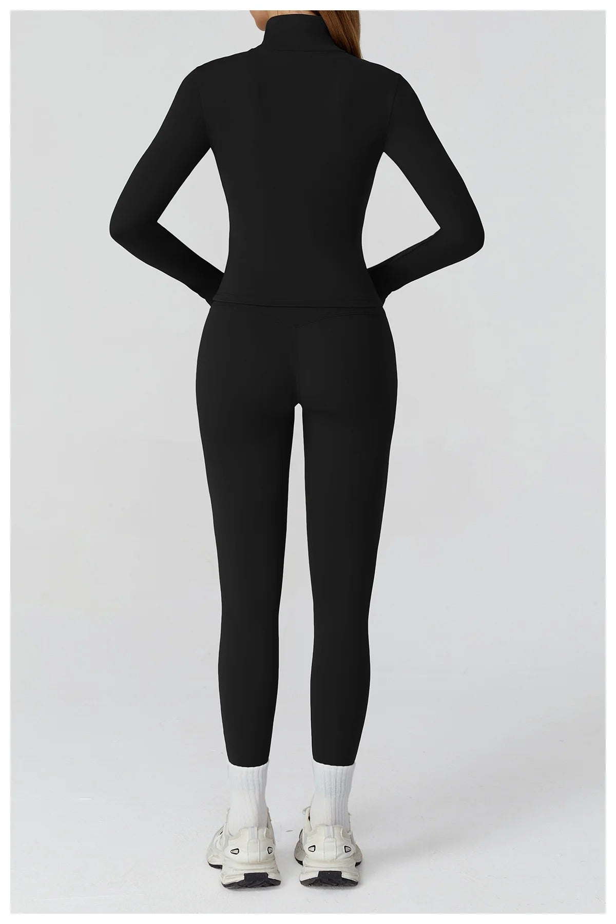 2 Piece Yoga Set – Long Sleeve Zip Jacket & High Waist Leggings Sportswear