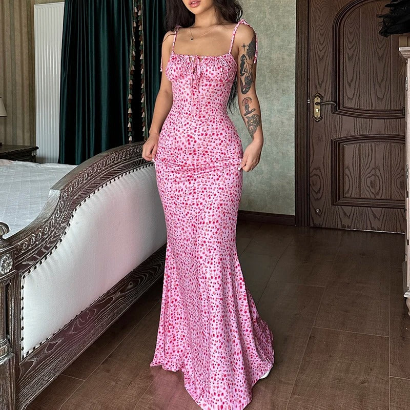 Floral Maxi Dress – Sleeveless Bodycon Summer Party Outfit