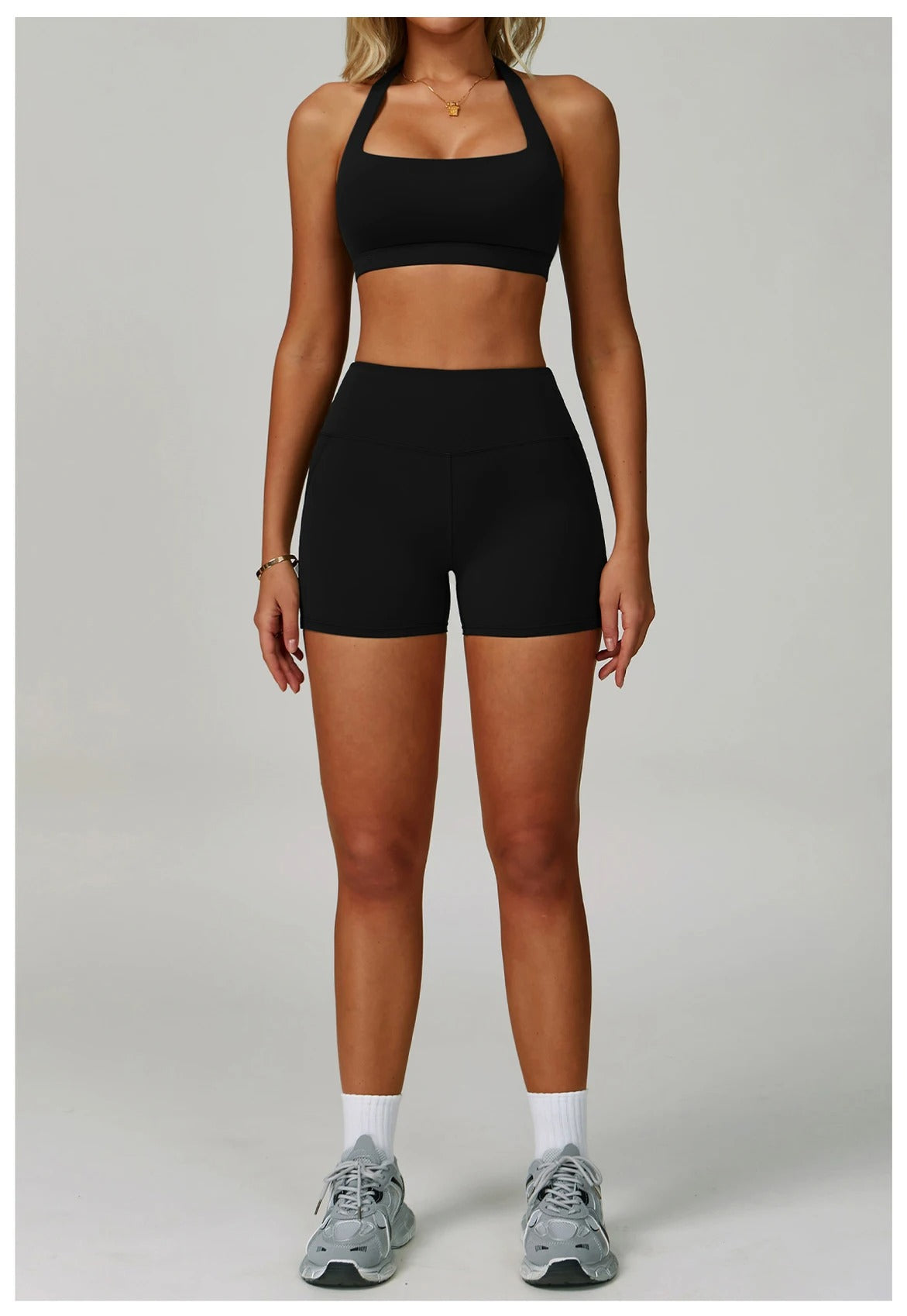 Yoga Set with Sports Bra & Shorts – Seamless 2 Piece Workout Activewear