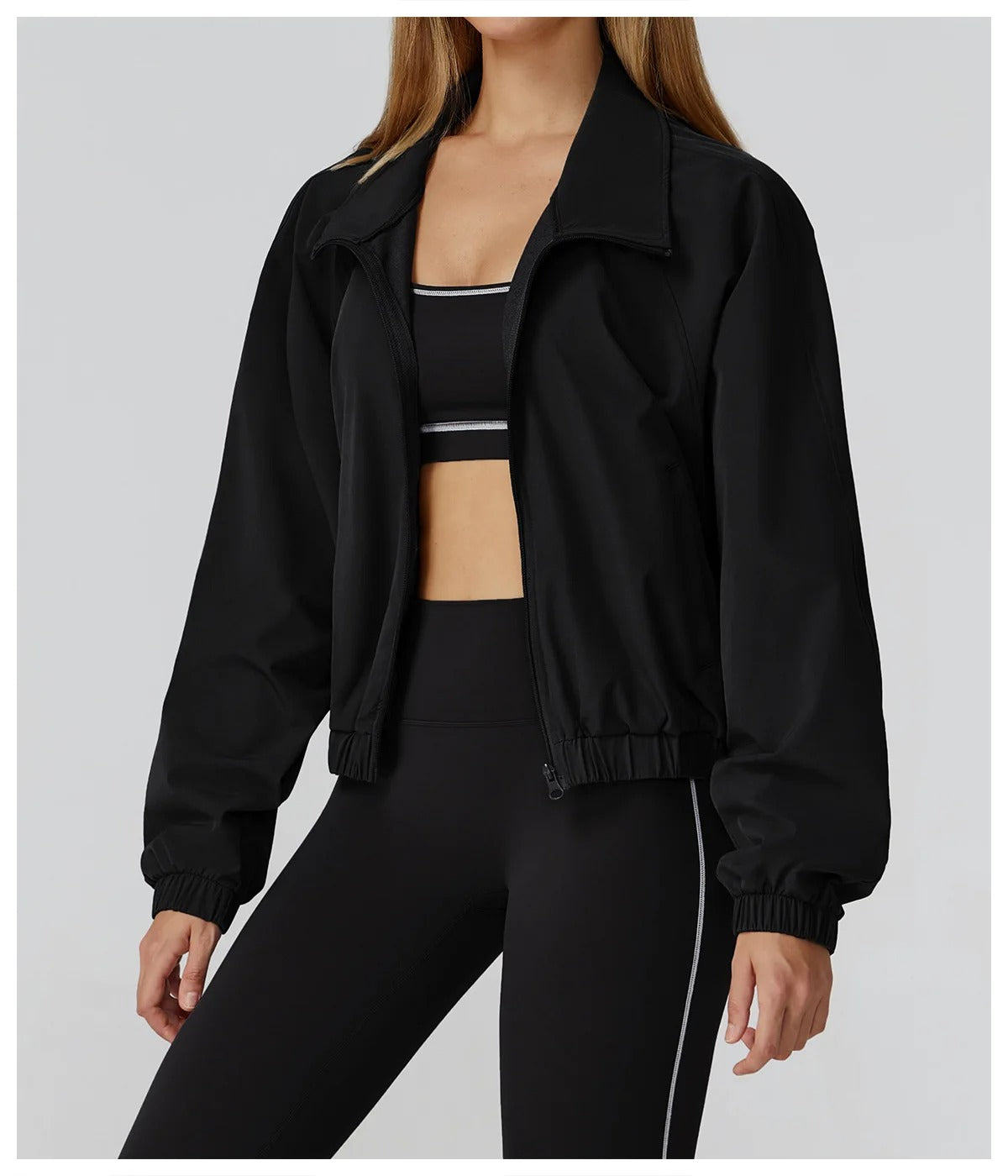 3 Piece Yoga Set – Sports Bra, Zip Jacket & High Waist Leggings Gym Outfit