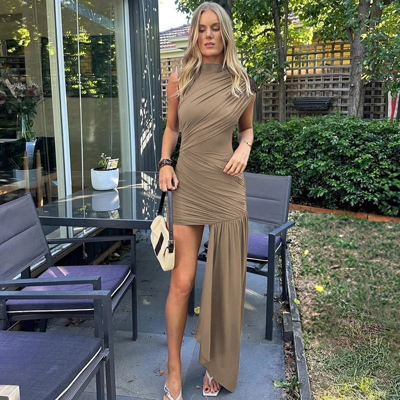 One Shoulder Ruched Mini Dress – Sleeveless Bodycon Party Outfit