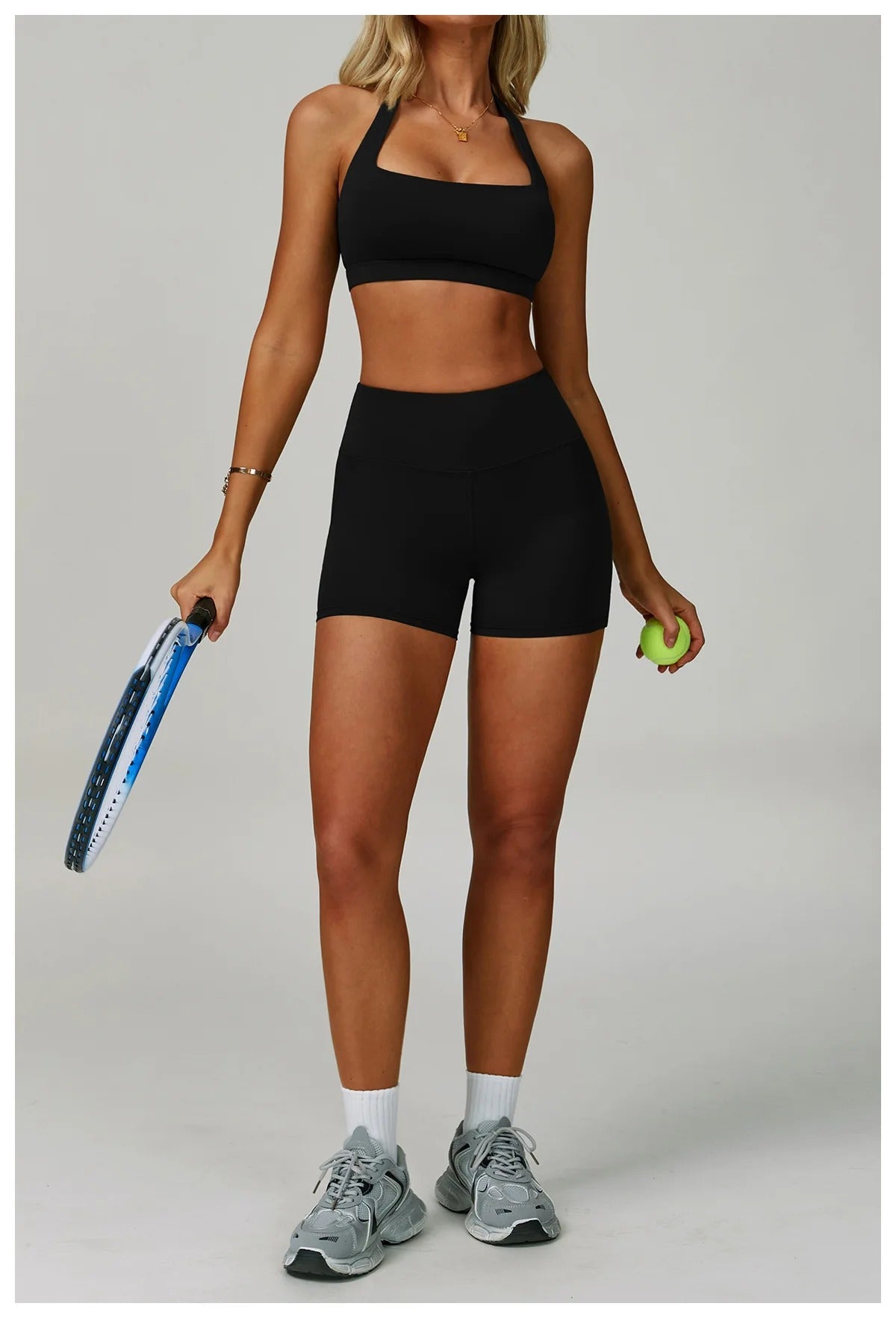 Yoga Set with Sports Bra & Shorts – Seamless 2 Piece Workout Activewear