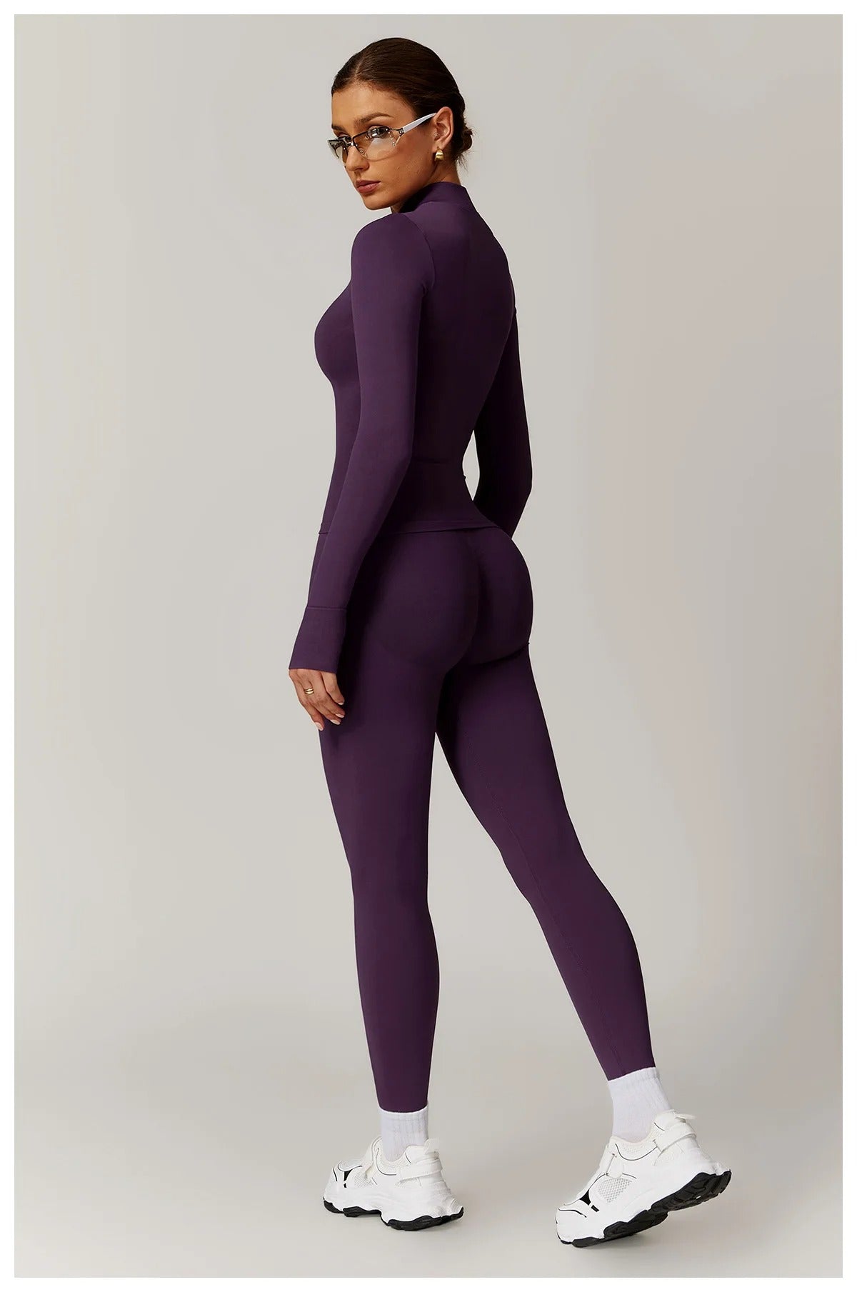 Seamless Yoga Set – Long Sleeve Zip Jacket & High Waist Leggings Gym Outfit