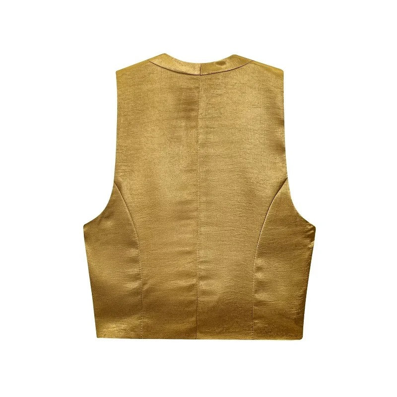 Satin Vest and Wide Leg Pants Set – Elegant Trouser Outfit