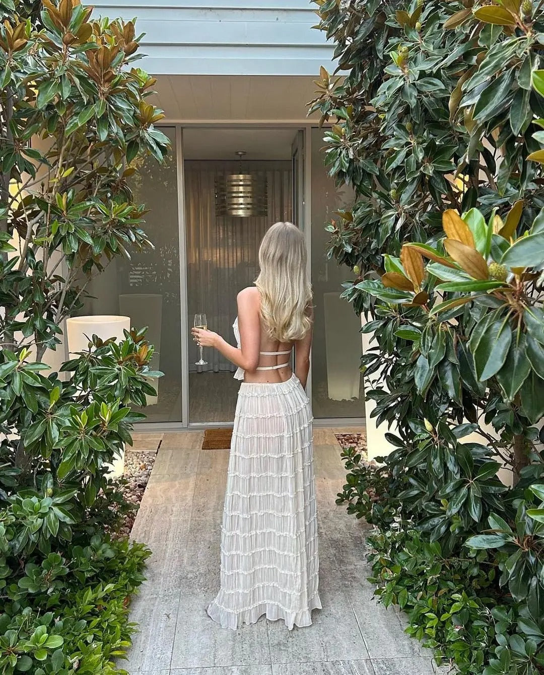 Halter Crop Top and Maxi Skirt Set – Summer Beach Outfit