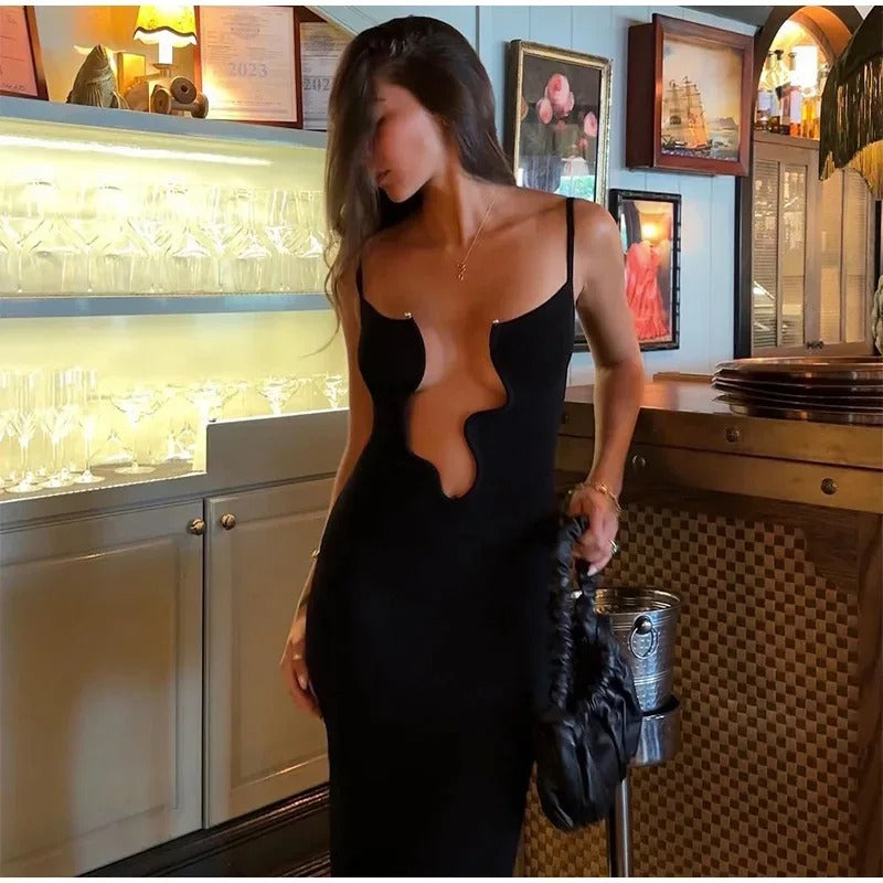 Cut Out Bodycon Dress – Sexy Sleeveless Deep V Neck Party Outfit