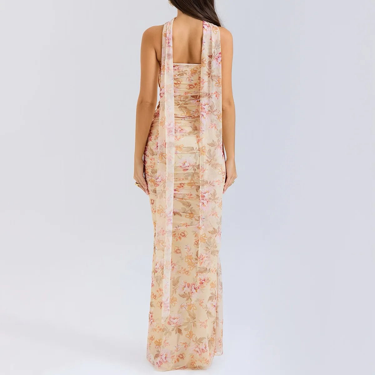 Strapless Maxi Dress – Elegant Ruched Evening Gown