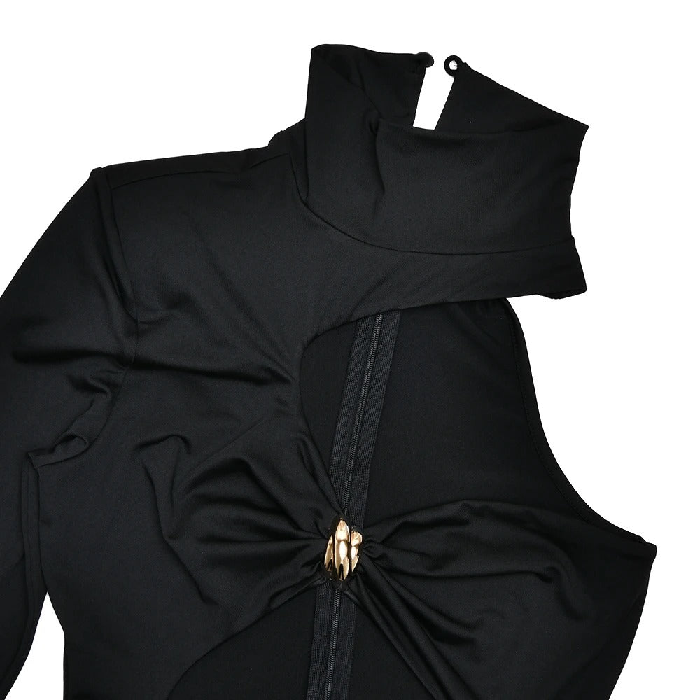 One Shoulder Cut Out Maxi Dress – Elegant High Slit Party Gown