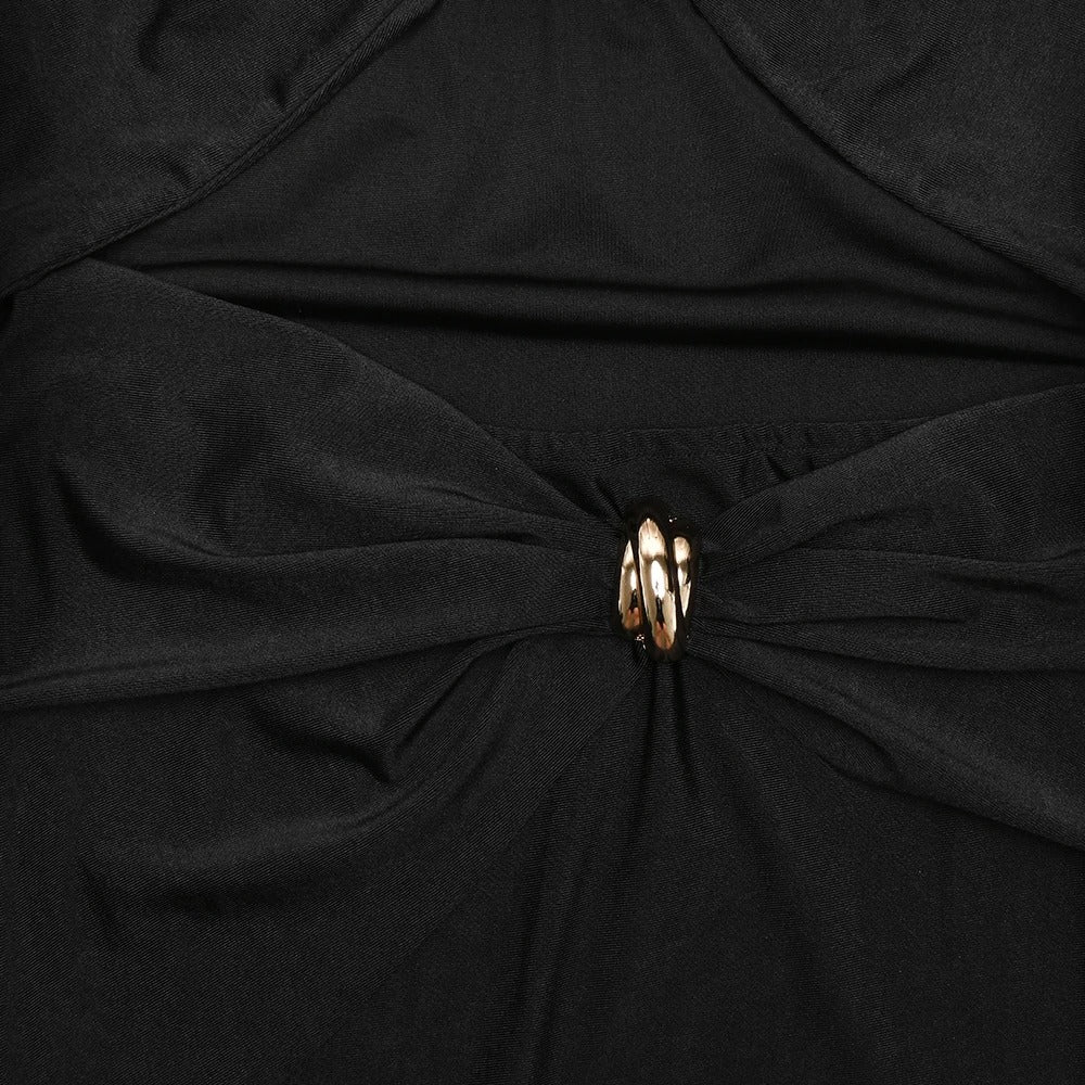 Cut Out Halter Midi Dress – Backless Bodycon Party Dress