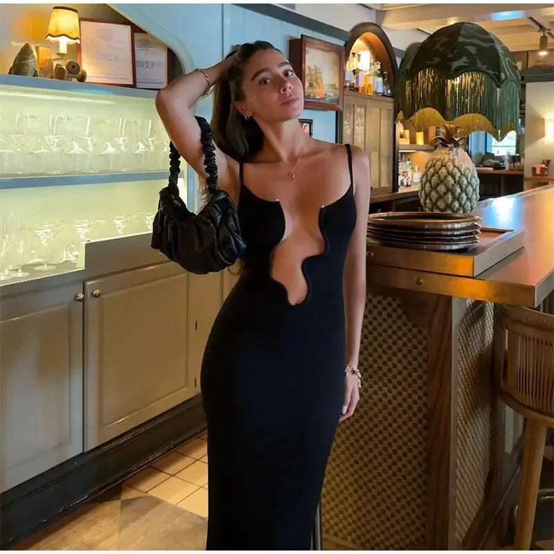 Cut Out Bodycon Dress – Sexy Sleeveless Deep V Neck Party Outfit