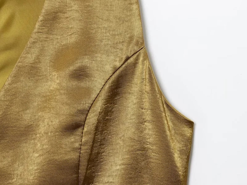 Satin Vest and Wide Leg Pants Set – Elegant Trouser Outfit