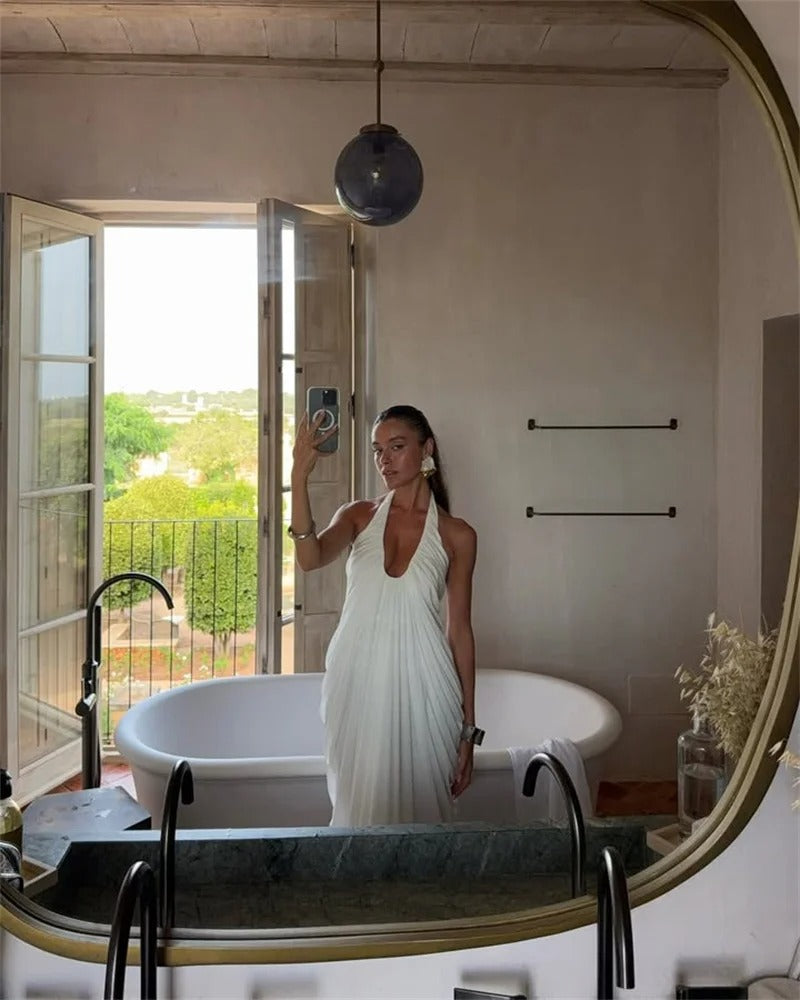 Halter Maxi Dress – Elegant Backless Grecian Gown