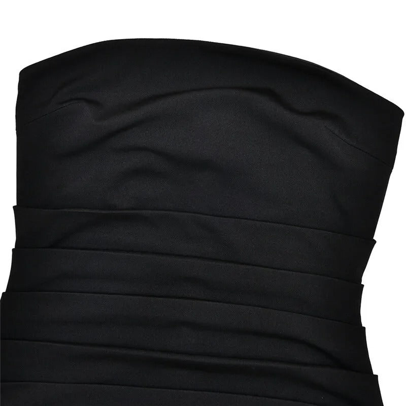 Elegant Strapless Maxi Dress – Scarf Neck Backless Evening Gown