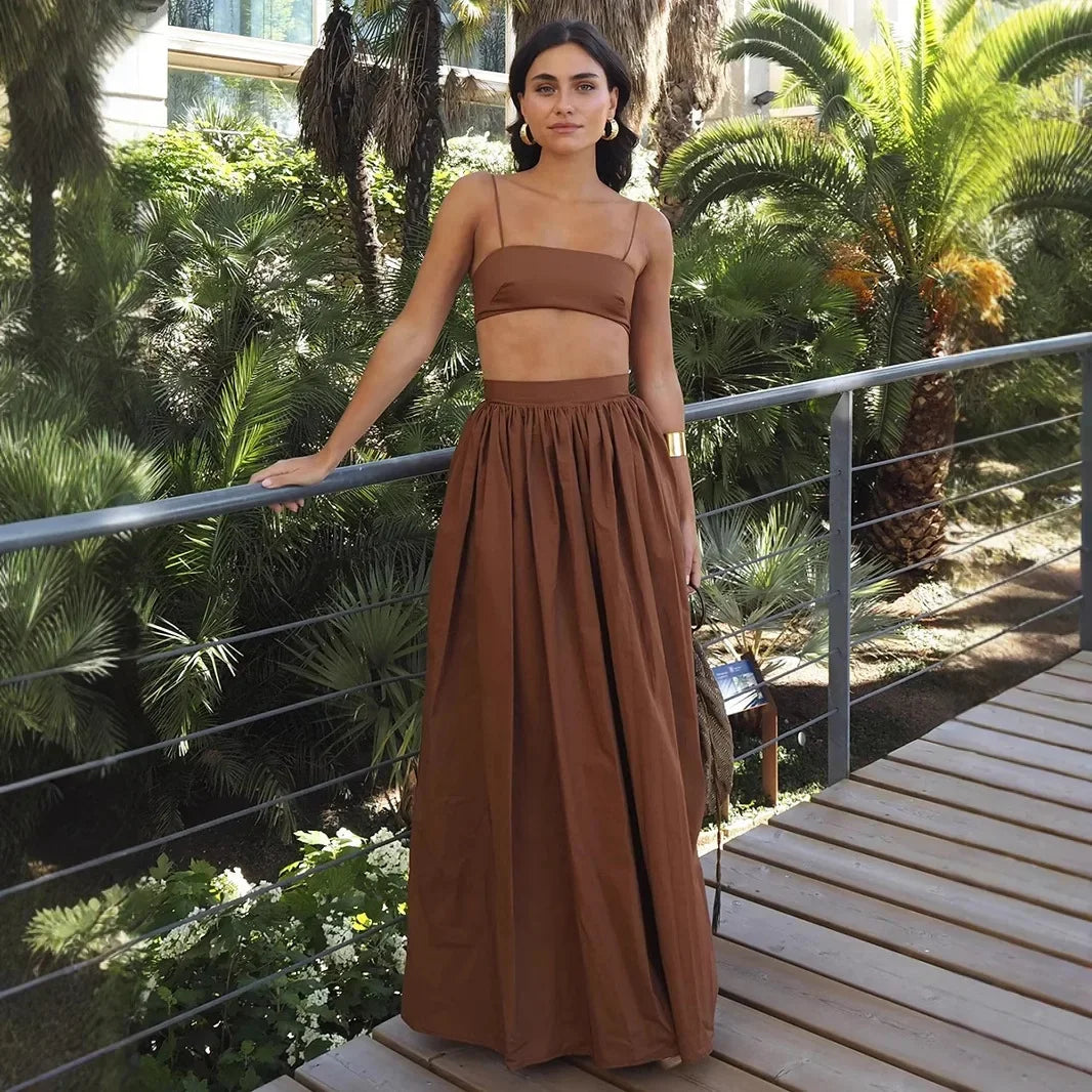 Boho Two Piece Set – Crop Top & Maxi Skirt Outfit
