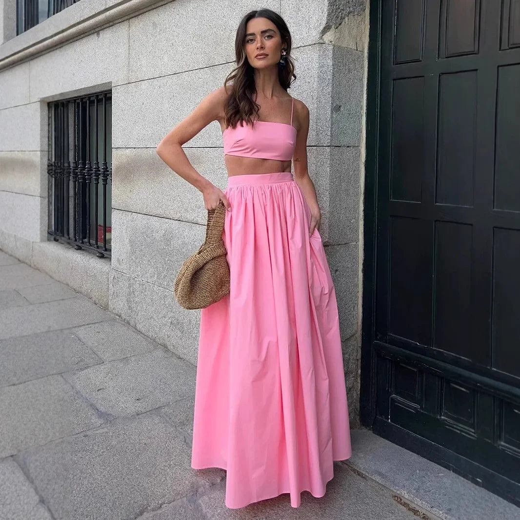 Boho Two Piece Set – Crop Top & Maxi Skirt Outfit