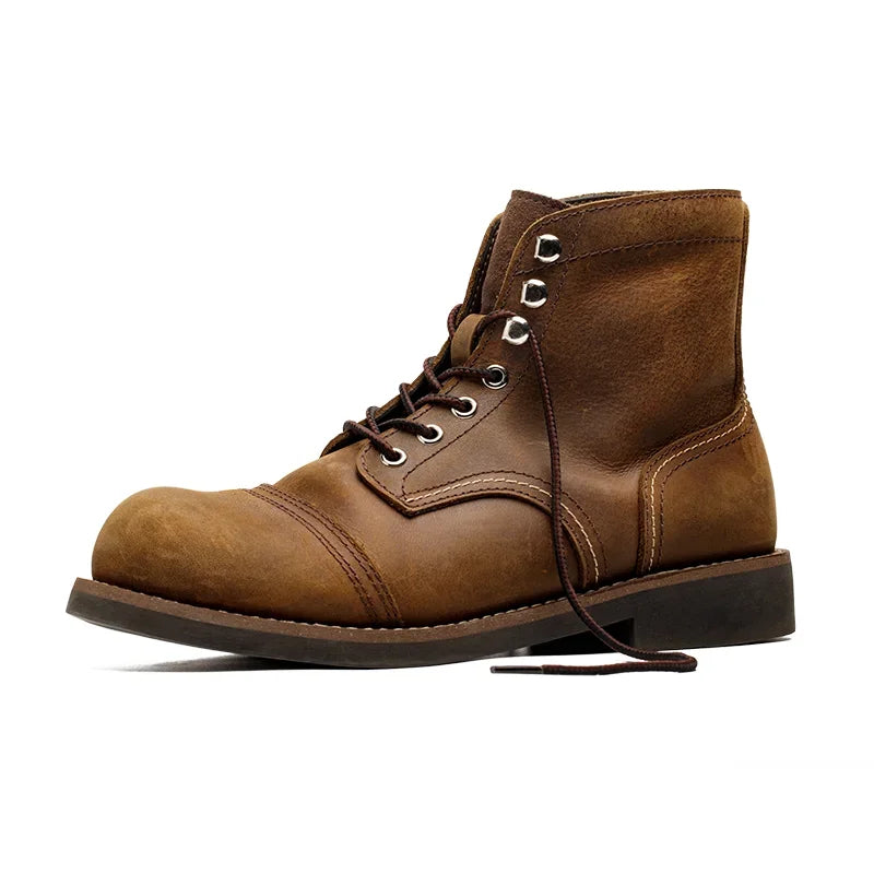 Men’s Lace Up Vintage Leather Ankle Boots