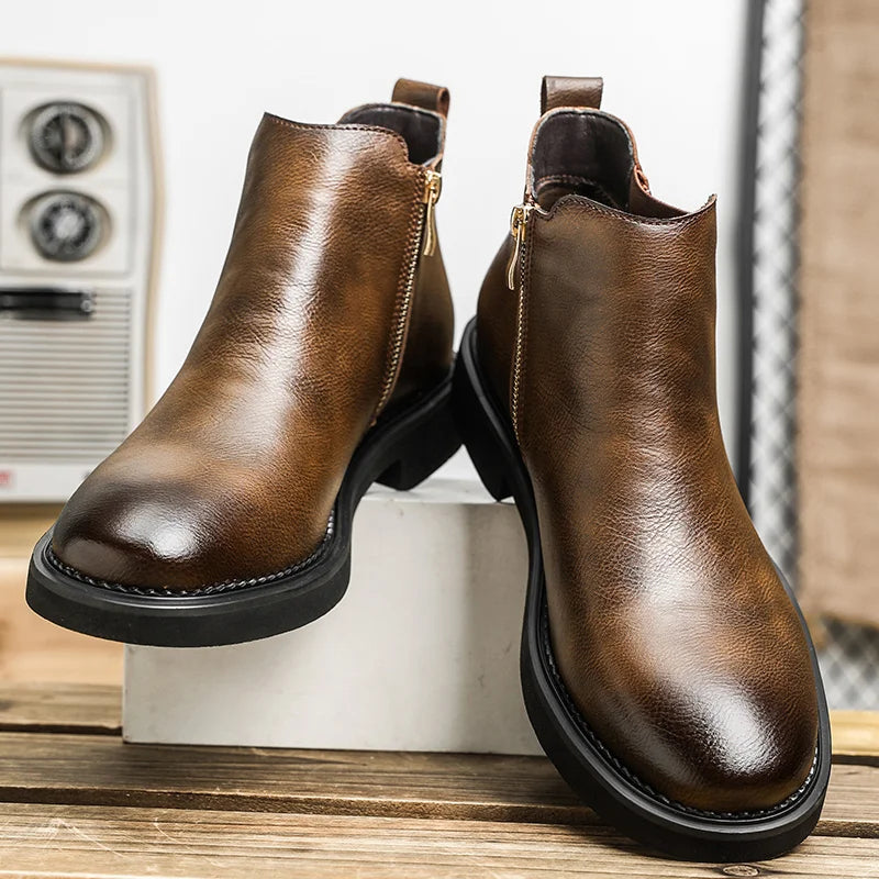 Men's Trendy Vintage Leather Ankle Boots