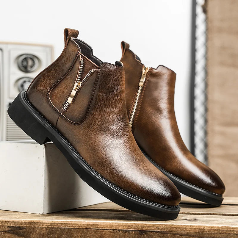 Men's Trendy Vintage Leather Ankle Boots