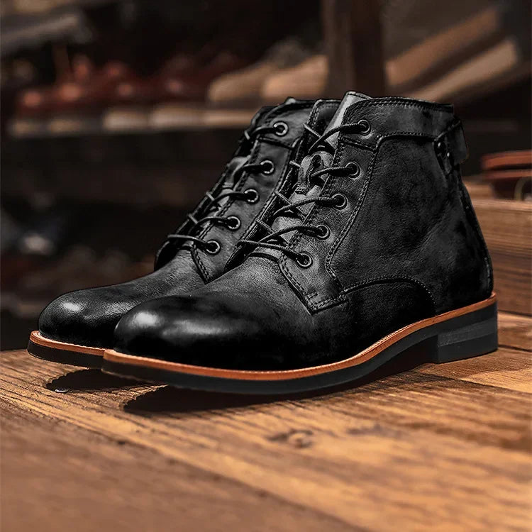 Men’s Lace Up Vintage Leather Ankle Boots