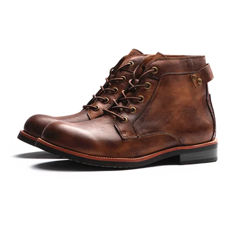 Men’s Lace Up Vintage Leather Ankle Boots