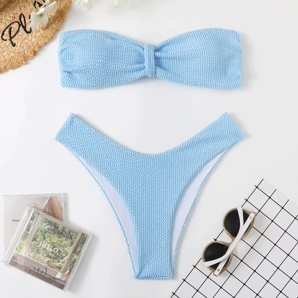 Sophie - Ribbed Bandeau Bikini Set-Jordyn the Label