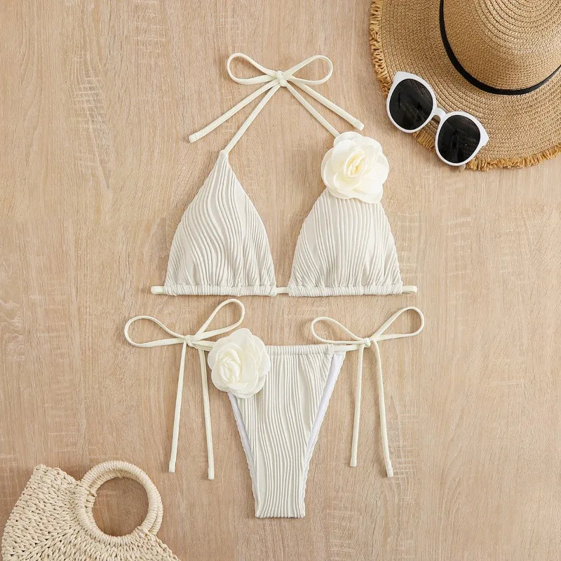 Livia - Floral Thong Bikini Swimwear-Jordyn the Label