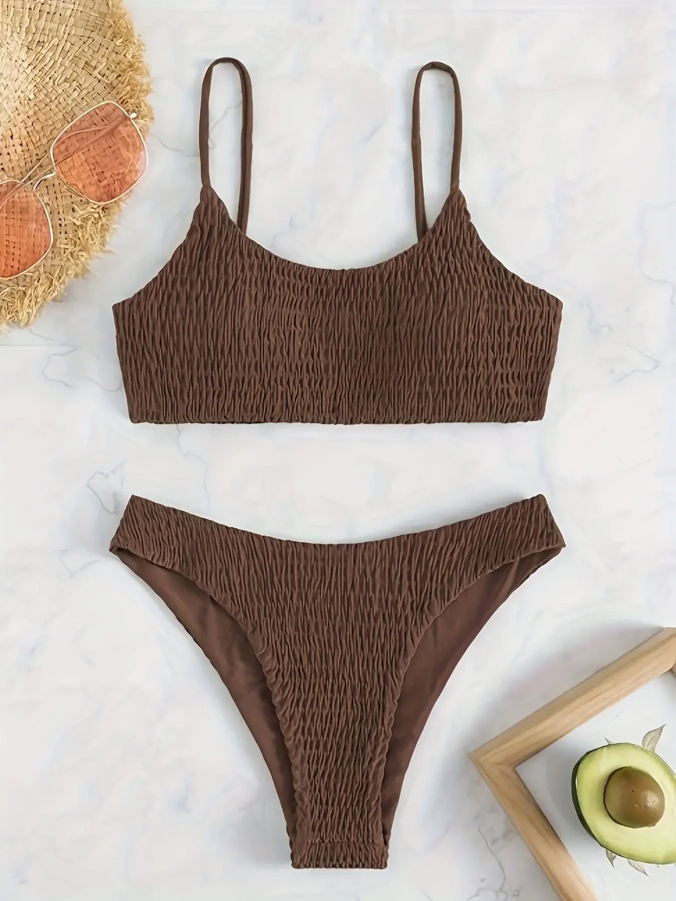 Saar - Wrinkled Thong Bikini Set-Jordyn the Label