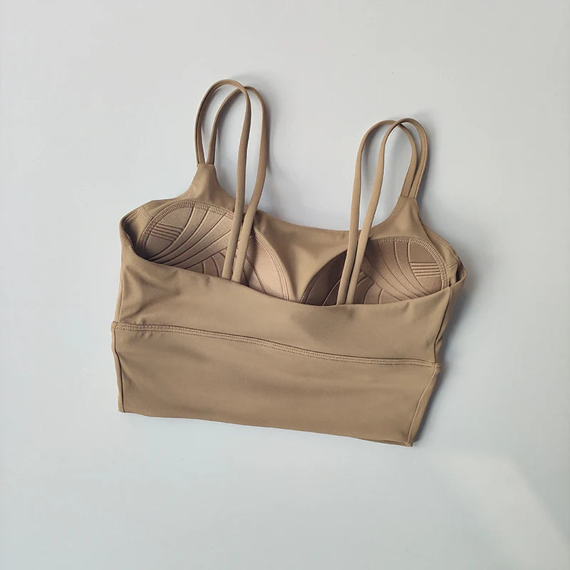 Padded Sports Bra with String Straps – Shockproof Gym, PIlates & Yoga Activewear
