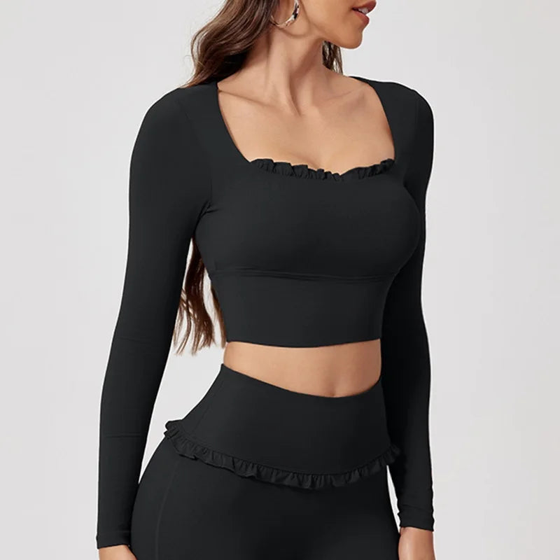 Long Sleeve Crop Top – Yoga, Gym & Fitness Activewear Shirt