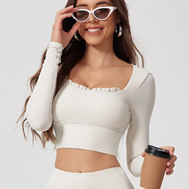 Long Sleeve Crop Top – Yoga, Gym & Fitness Activewear Shirt
