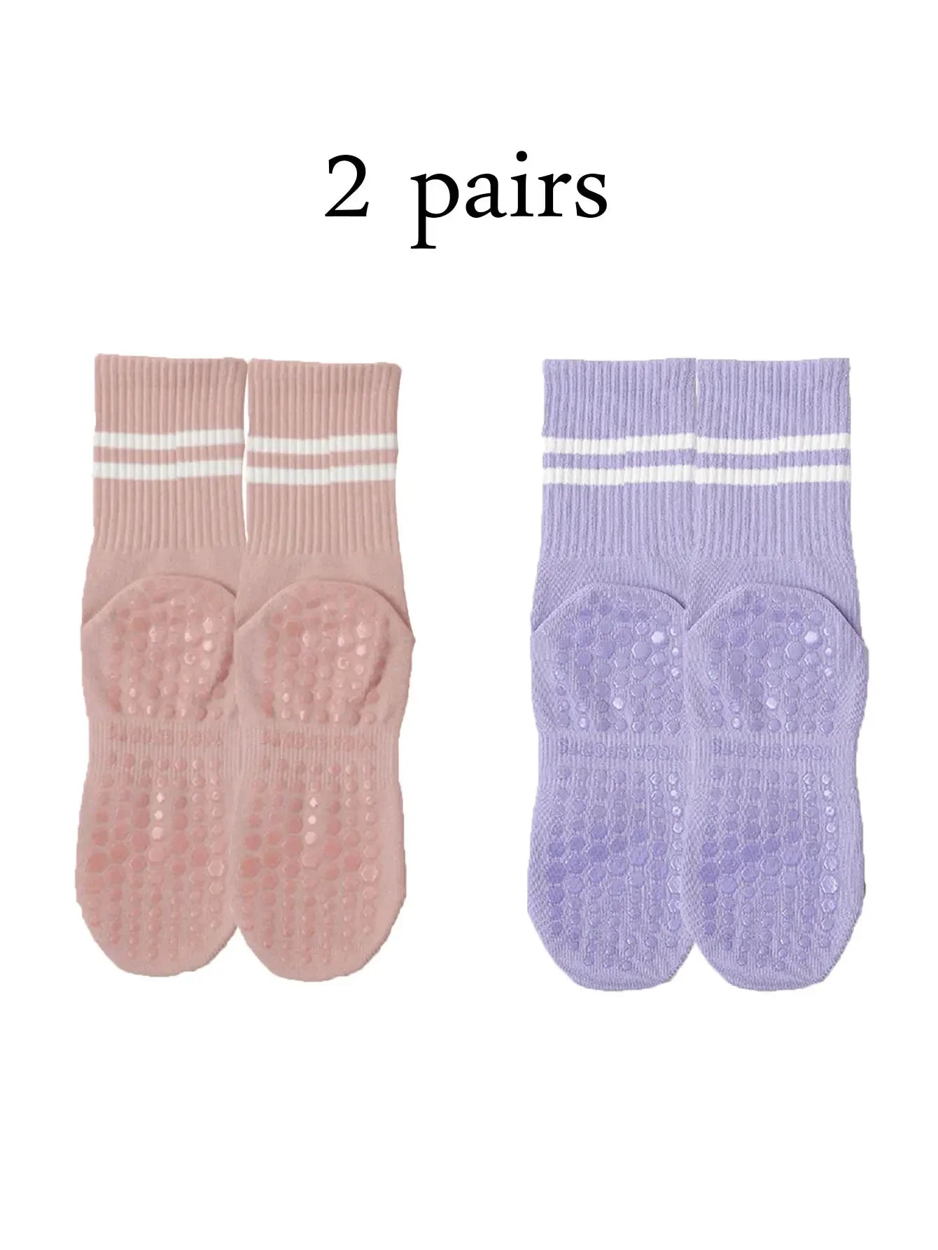 2 Pairs Women’s Non Slip Pilates Yoga Socks with Grips