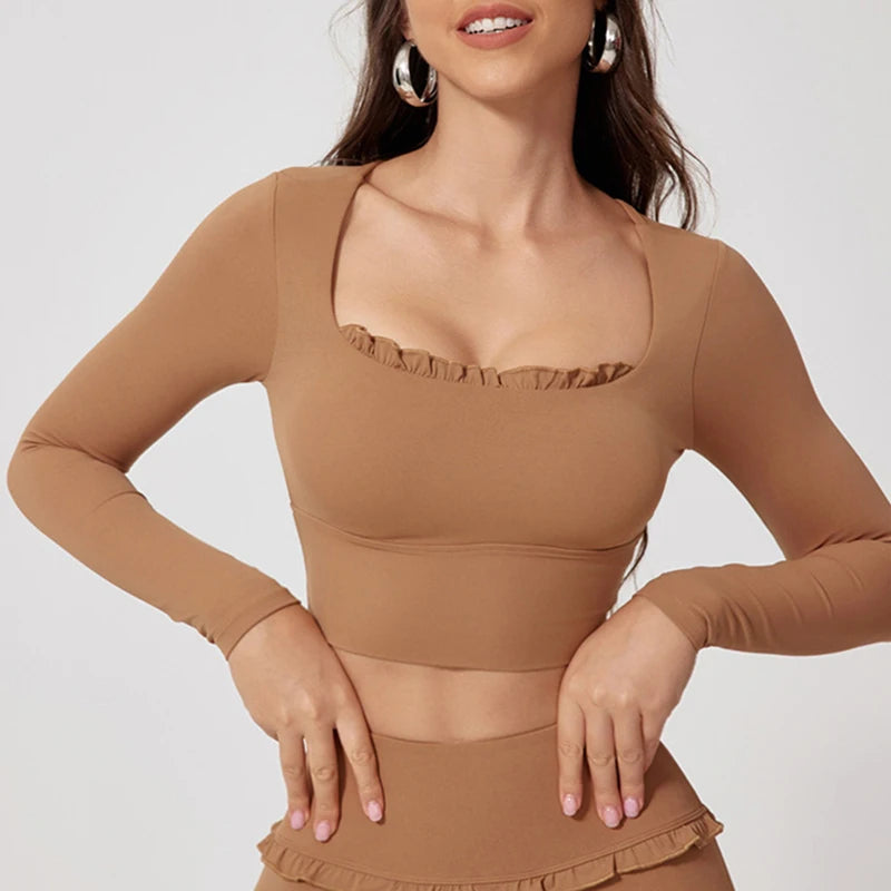 Long Sleeve Crop Top – Yoga, Gym & Fitness Activewear Shirt