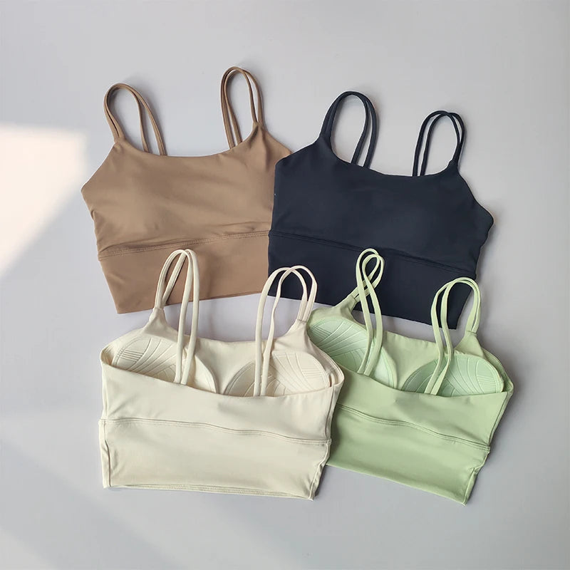 Padded Sports Bra with String Straps – Shockproof Gym, PIlates & Yoga Activewear
