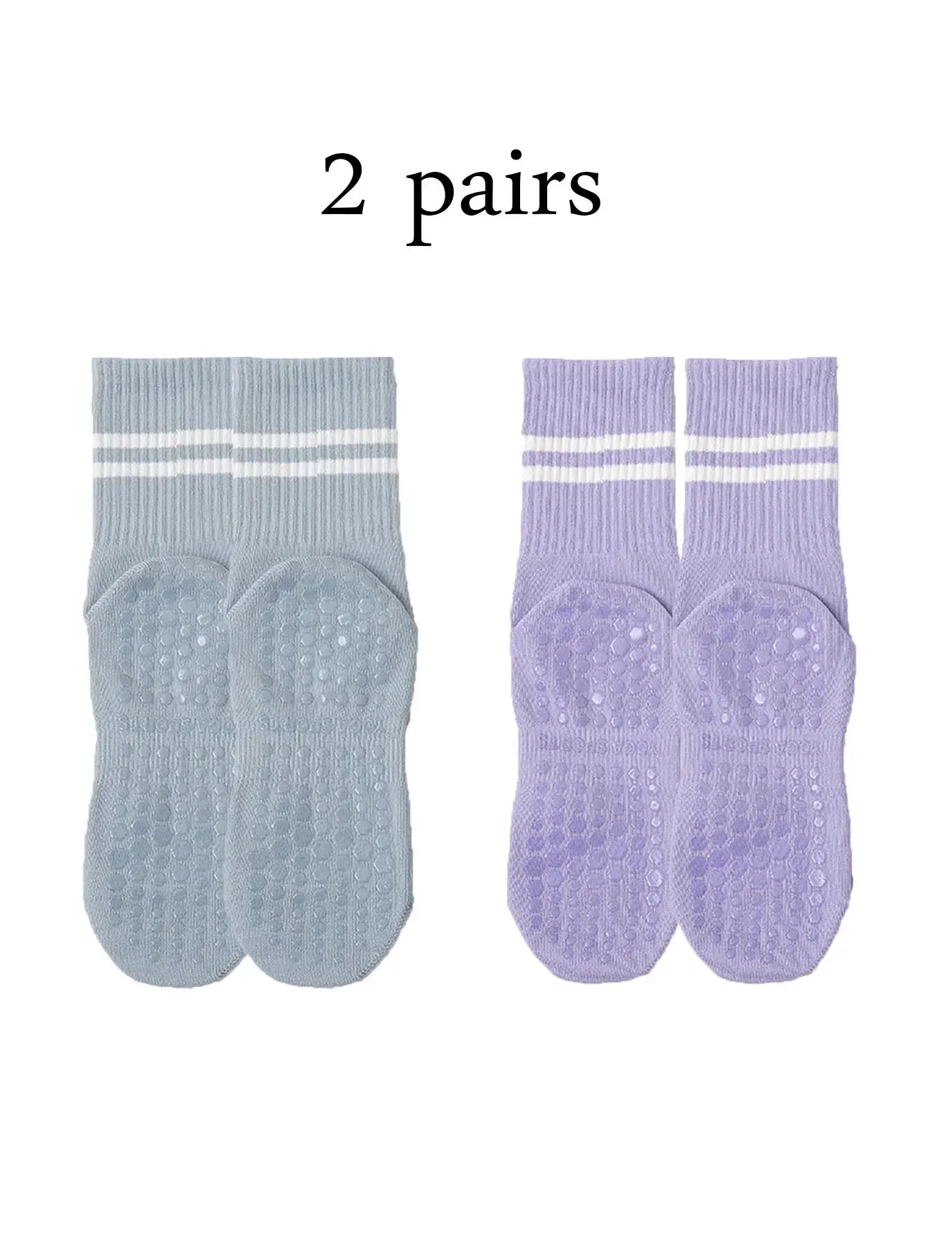 2 Pairs Women’s Non Slip Pilates Yoga Socks with Grips