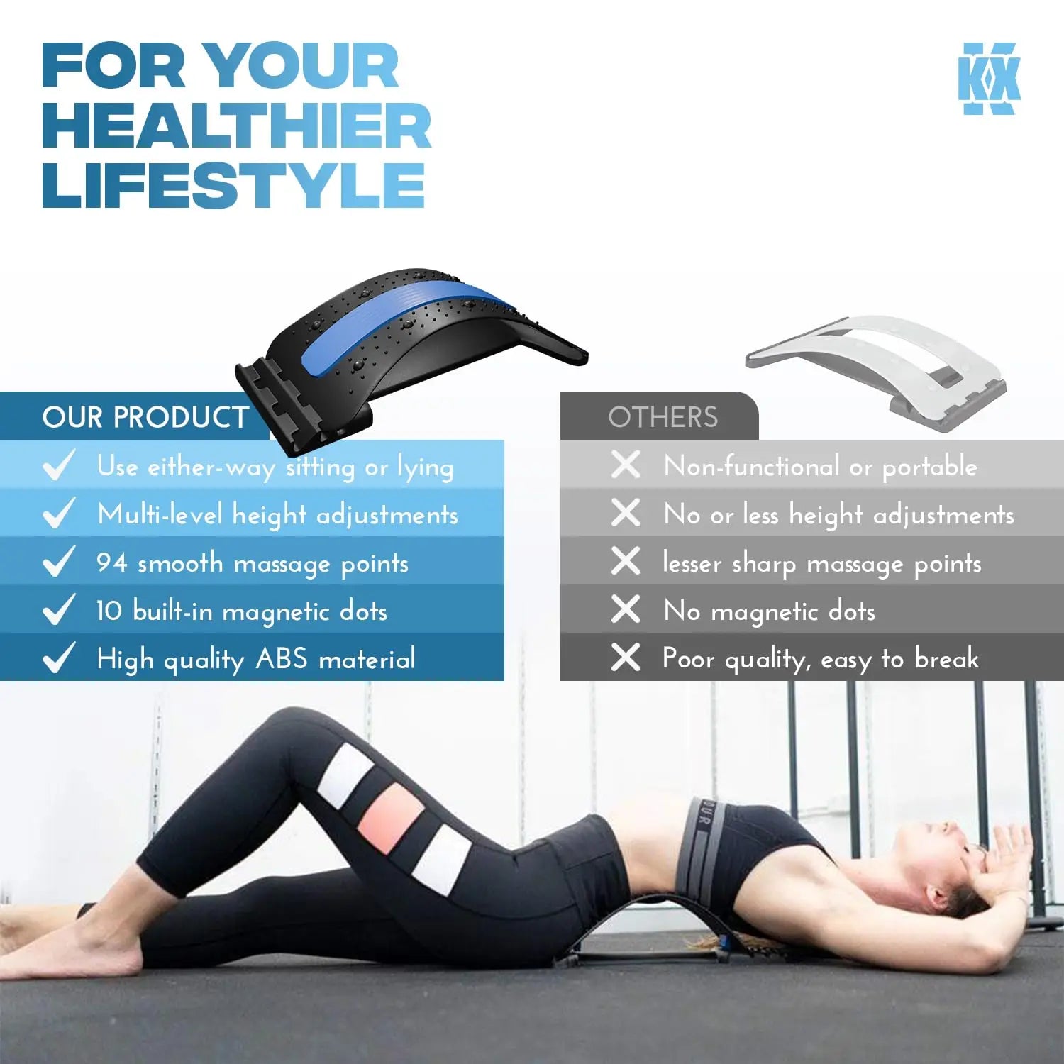 Lumbar Back Stretcher – Spine Support, Pain Relief & Yoga Stretching Device