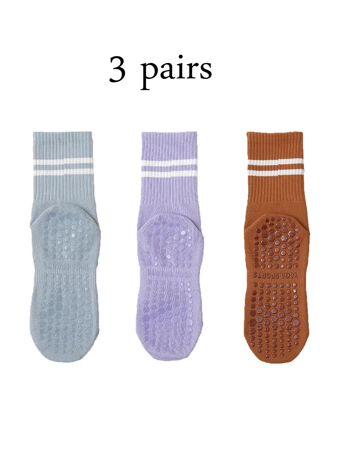 3 Pairs Women’s Non Slip Pilates Yoga Socks with Grips