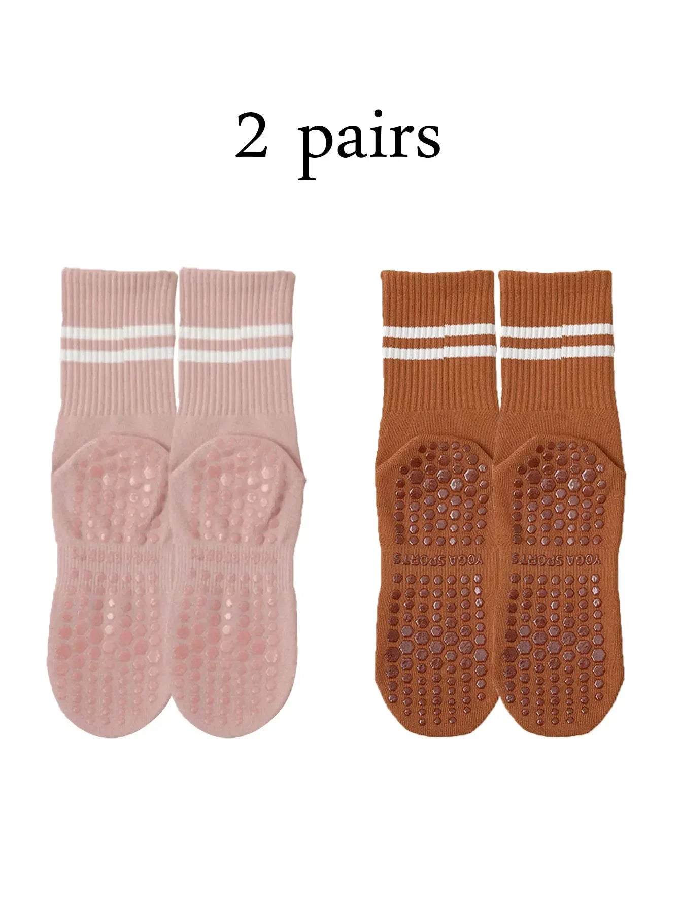 2 Pairs Women’s Non Slip Pilates Yoga Socks with Grips