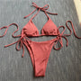 Mila - Halter Ribbed Thong Bikini-Jordyn the Label
