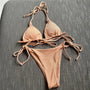 Mila - Halter Ribbed Thong Bikini-Jordyn the Label