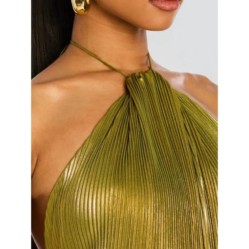 Halter Evening Gown – Elegant Maxi Party Dress with Slit