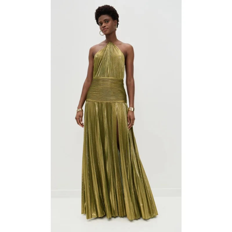 Halter Evening Gown – Elegant Maxi Party Dress with Slit