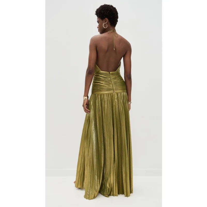 Halter Evening Gown – Elegant Maxi Party Dress with Slit