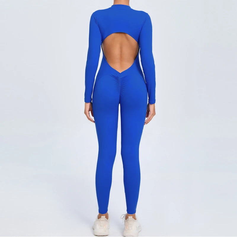 Backless Jumpsuit – Long Sleeve Seamless Activewear