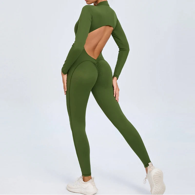 Backless Jumpsuit – Long Sleeve Seamless Activewear