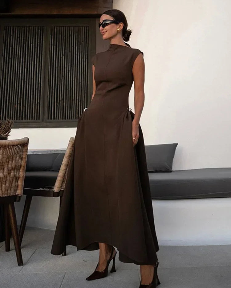 Vintage High Neck Maxi Dress – Elegant Evening Gown Formal Wear