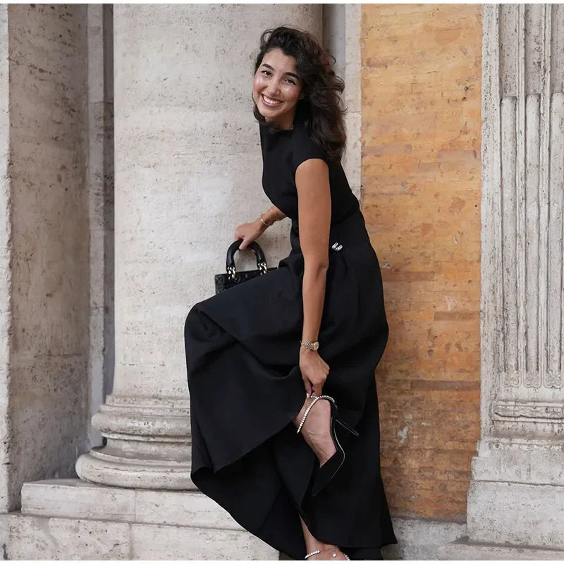 Vintage High Neck Maxi Dress – Elegant Evening Gown Formal Wear