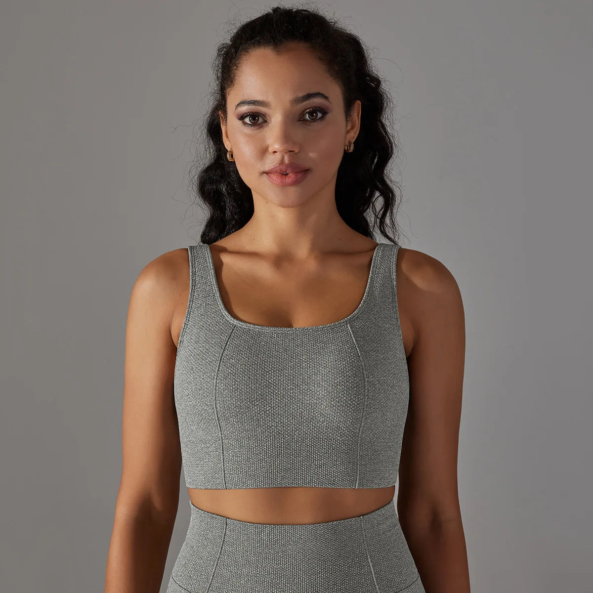 Ribbed Sports Bra Crop Top – Padded Gym, Pilates & Yoga Activewear