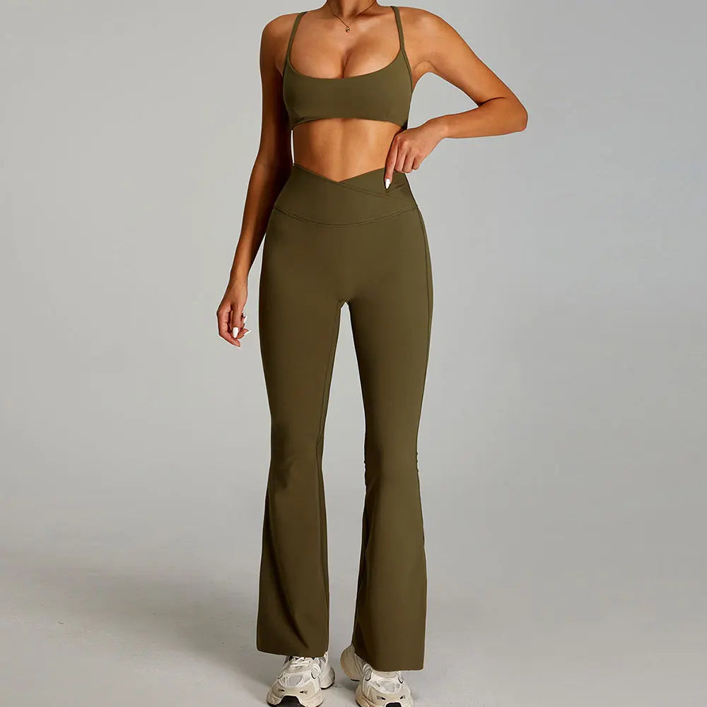 2 Piece Yoga Set – Sports Bra & High Waist Leggings Gym Activewear
